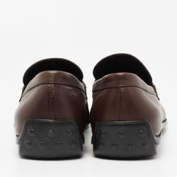 Pre Owned Tod's Dark Brown Leather Slip On Driving Loafers Size 46.5