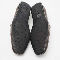 Pre Owned Tod's Dark Brown Leather Slip On Driving Loafers Size 46.5