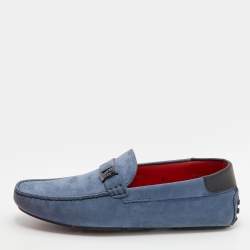 Pre Owned Tod's for Ferrari Blue Suede Slip on Loafers Size 40