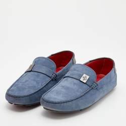 Pre Owned Tod's for Ferrari Blue Suede Slip on Loafers Size 40