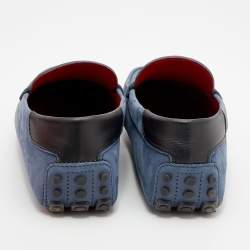 Pre Owned Tod's for Ferrari Blue Suede Slip on Loafers Size 40