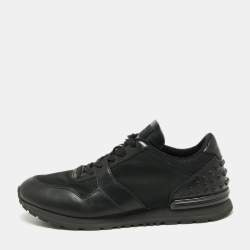 Tod's Black Leather, Nylon and Mesh Low-Top Sneakers Size 41.5