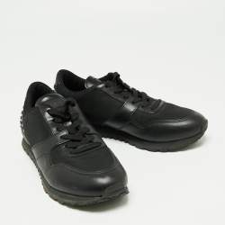 Tod's Black Leather, Nylon and Mesh Low-Top Sneakers Size 41.5