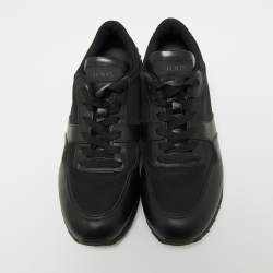 Tod's Black Leather, Nylon and Mesh Low-Top Sneakers Size 41.5