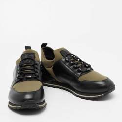 Pre Owned حذاء رياضي تودز نايلون وجلد أسود / أخضر أرمي برباط مقاس 40