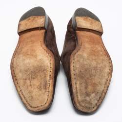 Tod's Brown Suede Gommino Slip On Loafers Size 41.5 