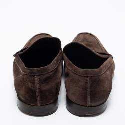 Tod's Brown Suede Gommino Slip On Loafers Size 41.5 