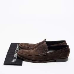 Tod's Brown Suede Gommino Slip On Loafers Size 41.5 