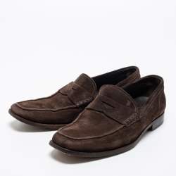 Tod's Brown Suede Gommino Slip On Loafers Size 41.5 