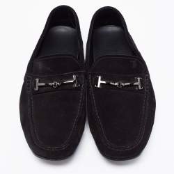 Pre Owned حذاء لوفرز تودز سويدي أسود مزين حرف تي مزدوج سليب أون مقاس 42.5