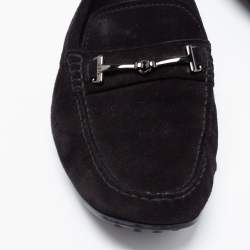 Pre Owned حذاء لوفرز تودز سويدي أسود مزين حرف تي مزدوج سليب أون مقاس 42.5