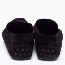 Pre Owned حذاء لوفرز تودز سويدي أسود مزين حرف تي مزدوج سليب أون مقاس 42.5