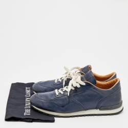 Tod's Blue Leather Low Top Sneakers Size 44.5