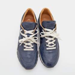 Tod's Blue Leather Low Top Sneakers Size 44.5