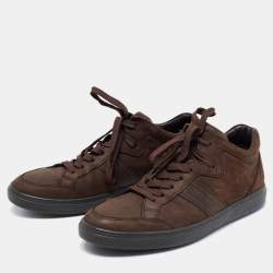 Tod's Brown Nubuck Leather Lace Up Sneakers Size 41