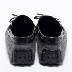 Pre Owned حذاء لوفرز تودز جومينو دريفر جلد وفلت رصاصي/أسود مقاس 42