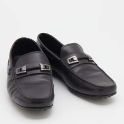 مملوكة مسبقًا Tod's Black Leather Clamp Scooby Doo City Gommino Loafers Size 42