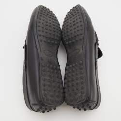 مملوكة مسبقًا Tod's Black Leather Clamp Scooby Doo City Gommino Loafers Size 42