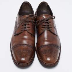 مملوكة مسبقًا Tod's Dark Brown Brogue Leather Lace Up Derby Size 44.5
