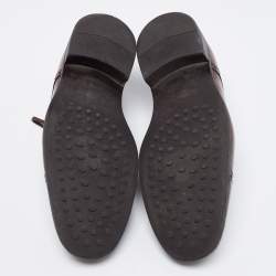 مملوكة مسبقًا Tod's Dark Brown Brogue Leather Lace Up Derby Size 44.5