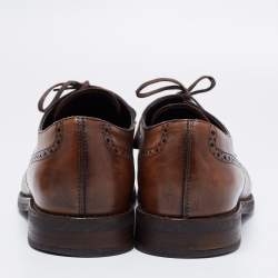 مملوكة مسبقًا Tod's Dark Brown Brogue Leather Lace Up Derby Size 44.5