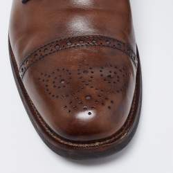 مملوكة مسبقًا Tod's Dark Brown Brogue Leather Lace Up Derby Size 44.5