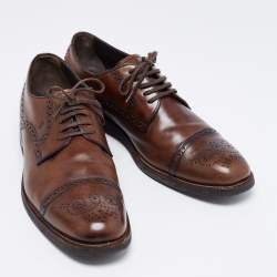 مملوكة مسبقًا Tod's Dark Brown Brogue Leather Lace Up Derby Size 44.5