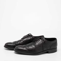 Pre Owned Tod's Black Brogue Leather Lace Up Derby Size 44.5