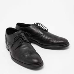 Pre Owned Tod's Black Brogue Leather Lace Up Derby Size 44.5