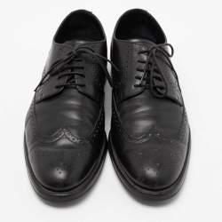Pre Owned Tod's Black Brogue Leather Lace Up Derby Size 44.5