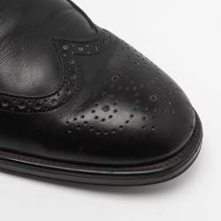 Pre Owned Tod's Black Brogue Leather Lace Up Derby Size 44.5