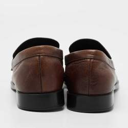 Pre Owned Tod's Brown Textured Leather Penny Loafers Size 43