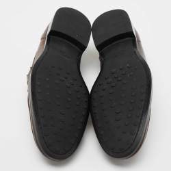Pre Owned Tod's Brown Textured Leather Penny Loafers Size 43