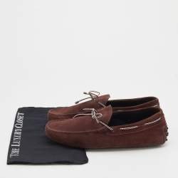 Tod's Burgundy Suede Bow Slip On Loafers Size 42