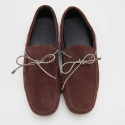 Tod's Burgundy Suede Bow Slip On Loafers Size 42