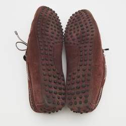 Tod's Burgundy Suede Bow Slip On Loafers Size 42