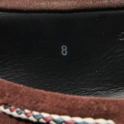 Tod's Burgundy Suede Bow Slip On Loafers Size 42
