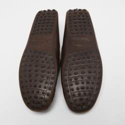 Pre Owned Tod's Brown Leather Buckle Slip-On Loafers Size 41