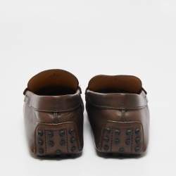 Pre Owned Tod's Brown Leather Buckle Slip-On Loafers Size 41