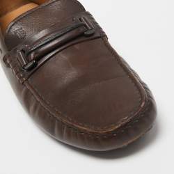 Pre Owned Tod's Brown Leather Buckle Slip-On Loafers Size 41