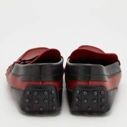 Pre Owned حذاء لوفرز تودز فور فيراري جلد أحمر مقاس 42.5