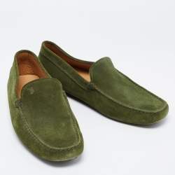 Pre Owned حذاء لوفرز تودز سويدي أخضر سليب أون مقاس 41