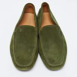 Pre Owned حذاء لوفرز تودز سويدي أخضر سليب أون مقاس 41