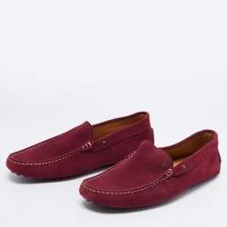 Pre Owned حذاء لوفرز تودز سويدي عنابي سليب أون مقاس 41