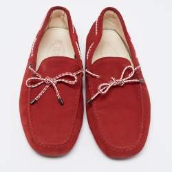 مملوكة مسبقًا Tod's Red Suede Slip On Loafers Size 41