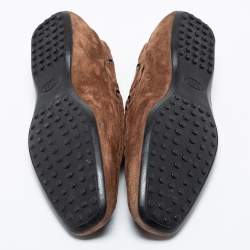 مملوكة مسبقًا Tod's Brown Suede Bow Gommino Loafers Size 41