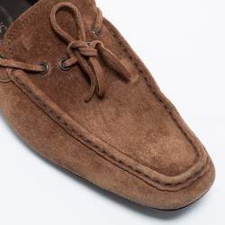 مملوكة مسبقًا Tod's Brown Suede Bow Gommino Loafers Size 41