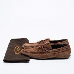 مملوكة مسبقًا Tod's Brown Suede Bow Gommino Loafers Size 41