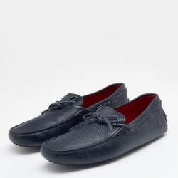 Pre Owned Tod's For Ferrari Navy Blue Gommino Driving Loafers Size 44