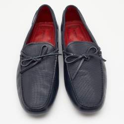 Pre Owned Tod's For Ferrari Navy Blue Gommino Driving Loafers Size 44